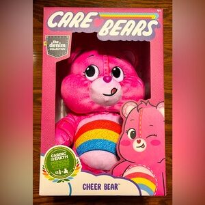 Care Bears 12" Cheer Bear Pink Cute Denim Design Super Soft Material - Brand New
